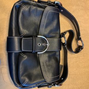 Coach Black Leather Soho Hobo Handbag Adjustable Shoulder Strap